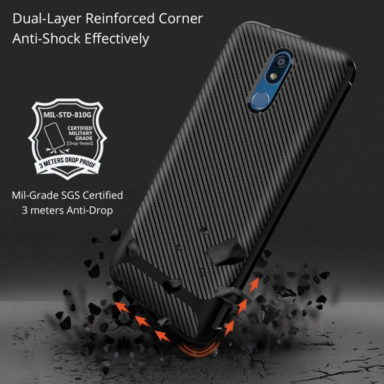 For LG K40 / K12 Plus Carbon Fiber Texture Shockproof TPU Protective Case