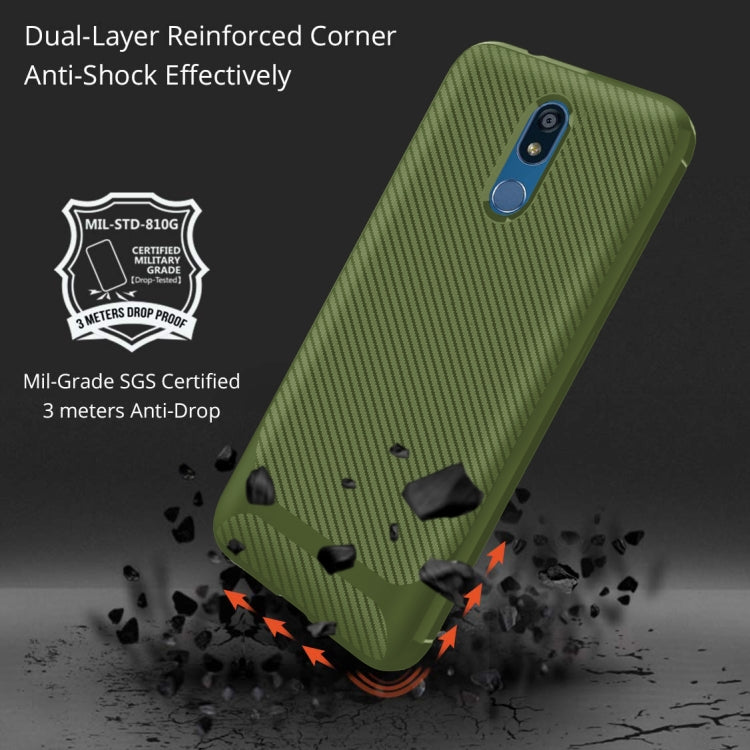 For LG K40 / K12 Plus Carbon Fiber Texture Shockproof TPU Protective Case