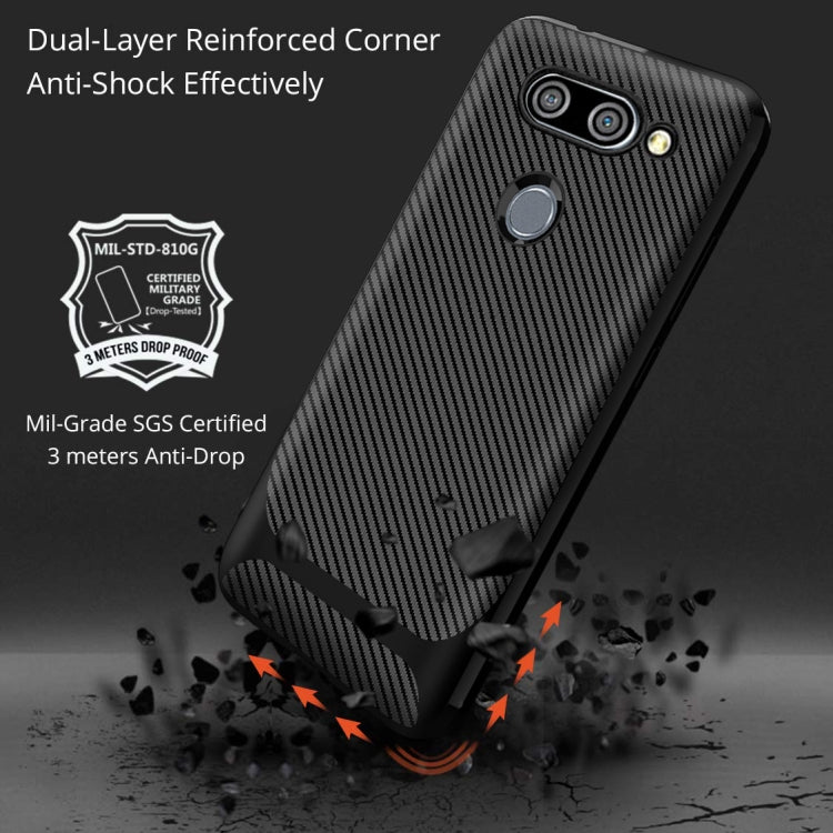 For LG K50 Carbon Fiber Texture Shockproof TPU Protective Case