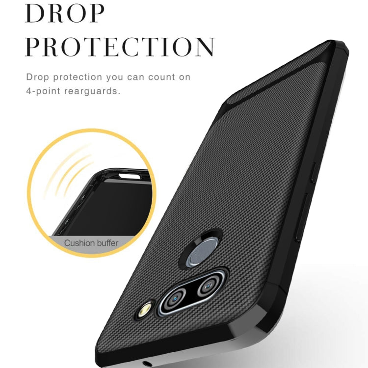 For LG Q60 Carbon Fiber Texture Shockproof TPU Protective Case
