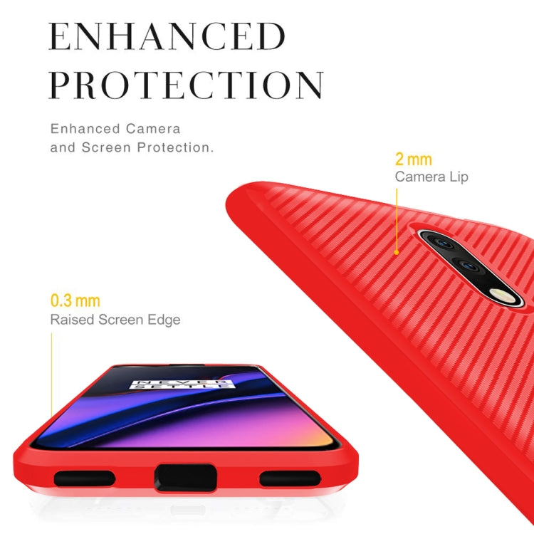 For OnePlus 6T / OnePlus 6T 5G Carbon Fiber Texture Shockproof TPU Protective Case