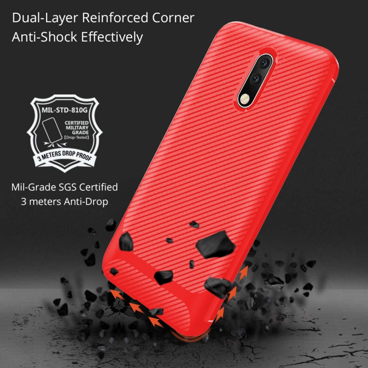 For OnePlus 6T / OnePlus 6T 5G Carbon Fiber Texture Shockproof TPU Protective Case