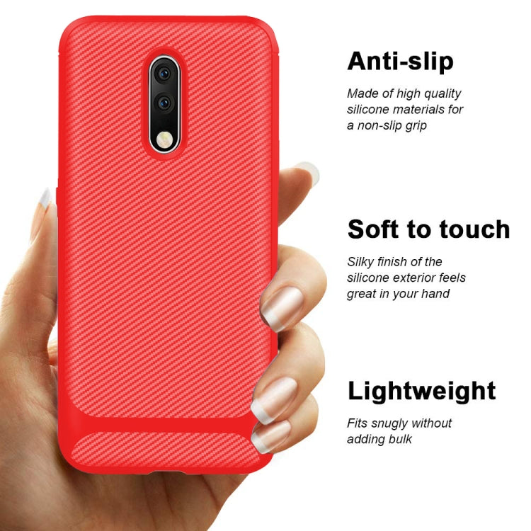 For OnePlus 6T / OnePlus 6T 5G Carbon Fiber Texture Shockproof TPU Protective Case