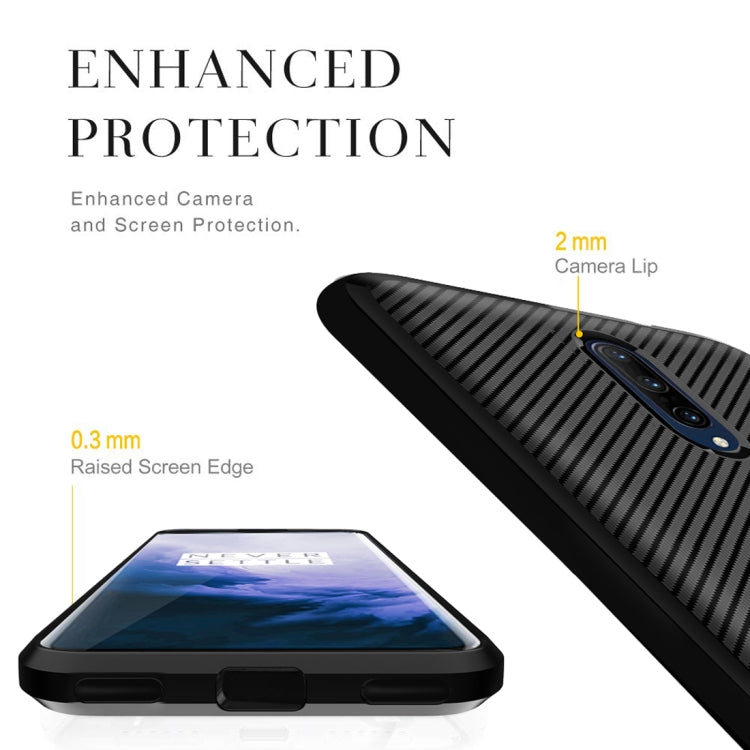 For OnePlus 7T Pro Carbon Fiber Texture Shockproof TPU Protective Case