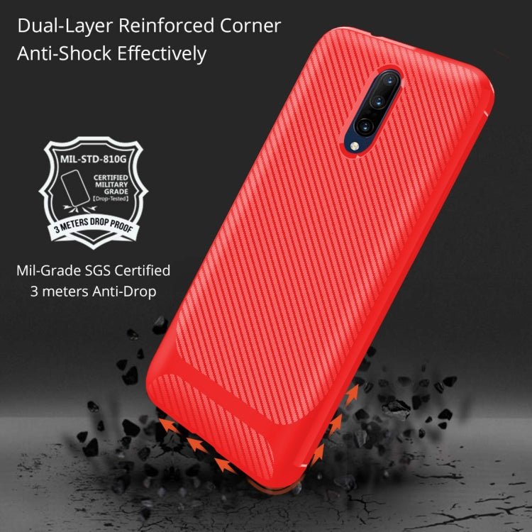 For OnePlus 7T Pro Carbon Fiber Texture Shockproof TPU Protective Case