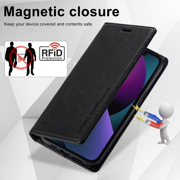For iPhone 13 LC.IMEEKE RFID Anti-theft Leather Phone Case