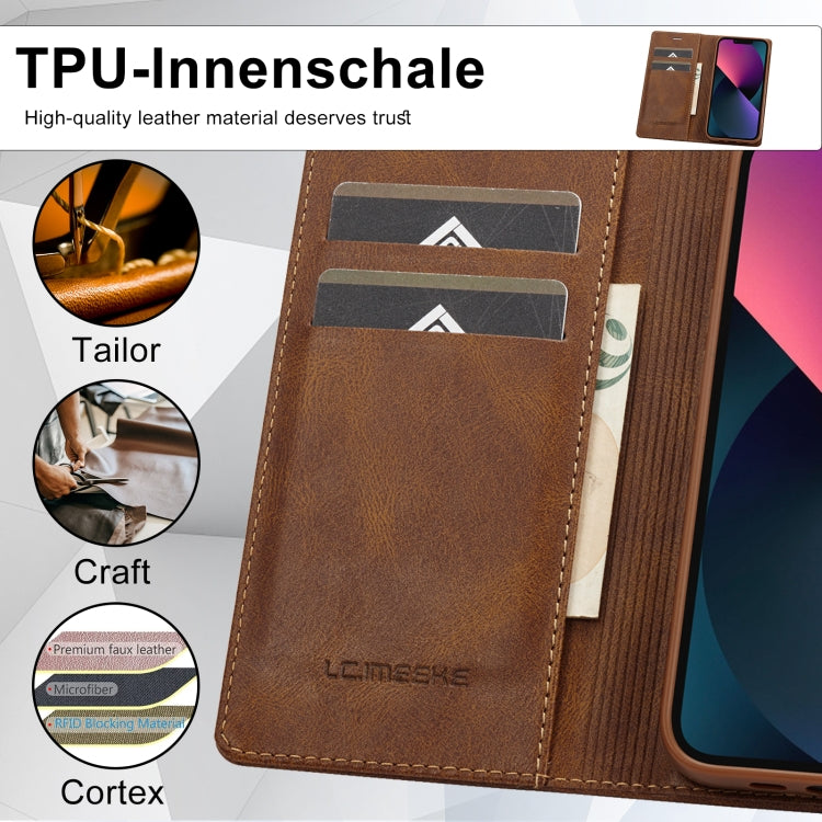 For iPhone 13 LC.IMEEKE RFID Anti-theft Leather Phone Case