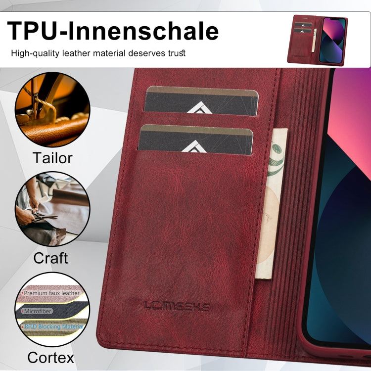For iPhone 13 Mini LC.IMEEKE RFID Anti-theft Leather Phone Case
