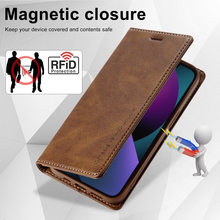 For iPhone 13 Mini LC.IMEEKE RFID Anti-theft Leather Phone Case