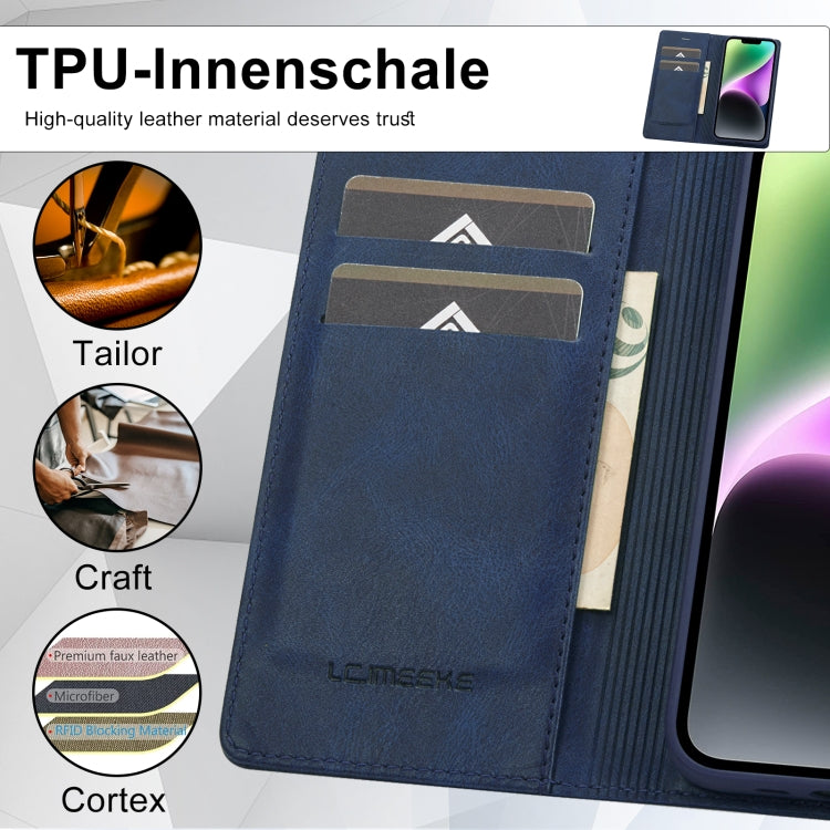 For iPhone 14 LC.IMEEKE RFID Anti-theft Leather Phone Case