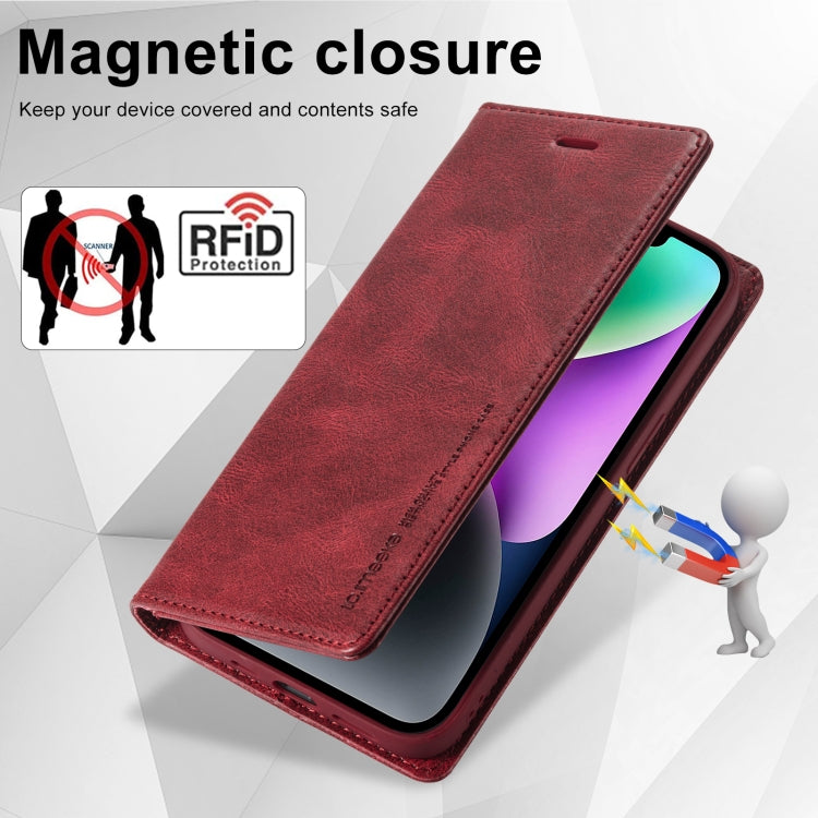 For iPhone 14 LC.IMEEKE RFID Anti-theft Leather Phone Case