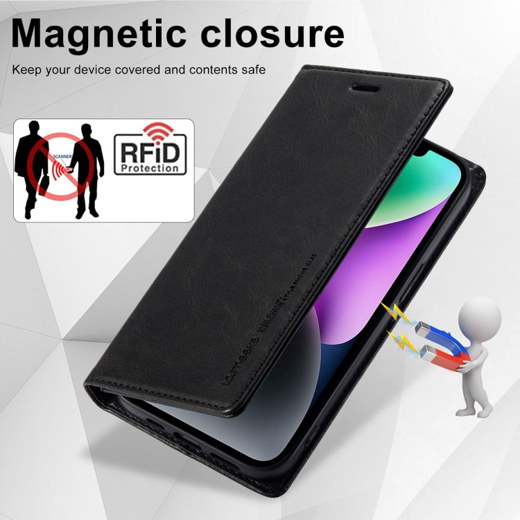 For iPhone 14 Plus LC.IMEEKE RFID Anti-theft Leather Phone Case