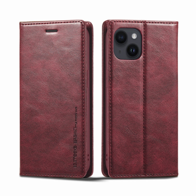 For iPhone 14 Plus LC.IMEEKE RFID Anti-theft Leather Phone Case