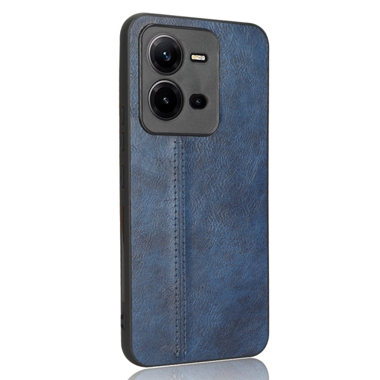 For vivo V25 5G Sewing Cow Pattern Skin PC + PU + TPU Case