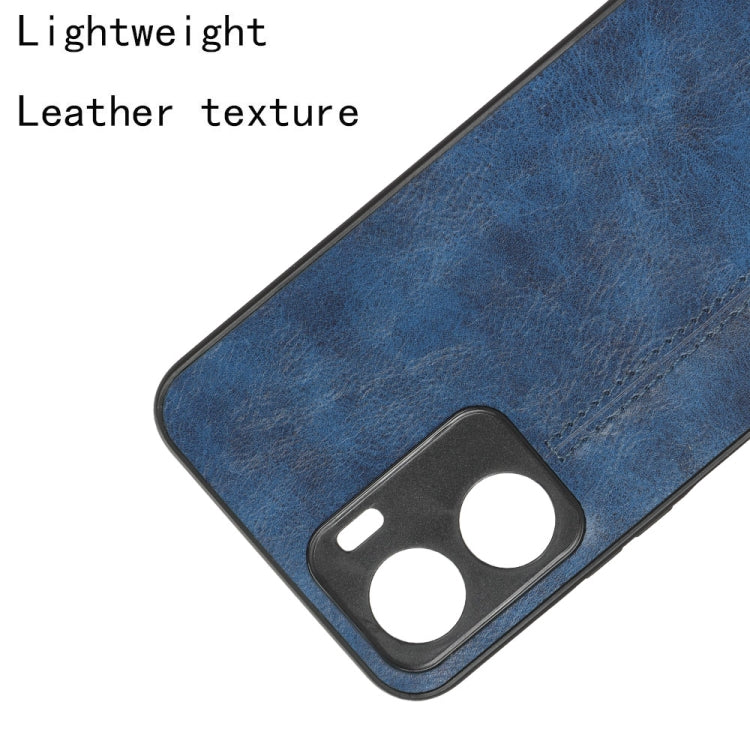 For vivo Y16 4G Sewing Cow Pattern Skin PC + PU + TPU Case