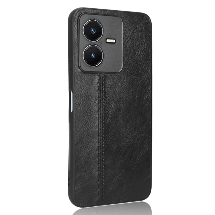 For vivo Y22 4G / Y22s 2022 Sewing Cow Pattern Skin PC + PU + TPU Case