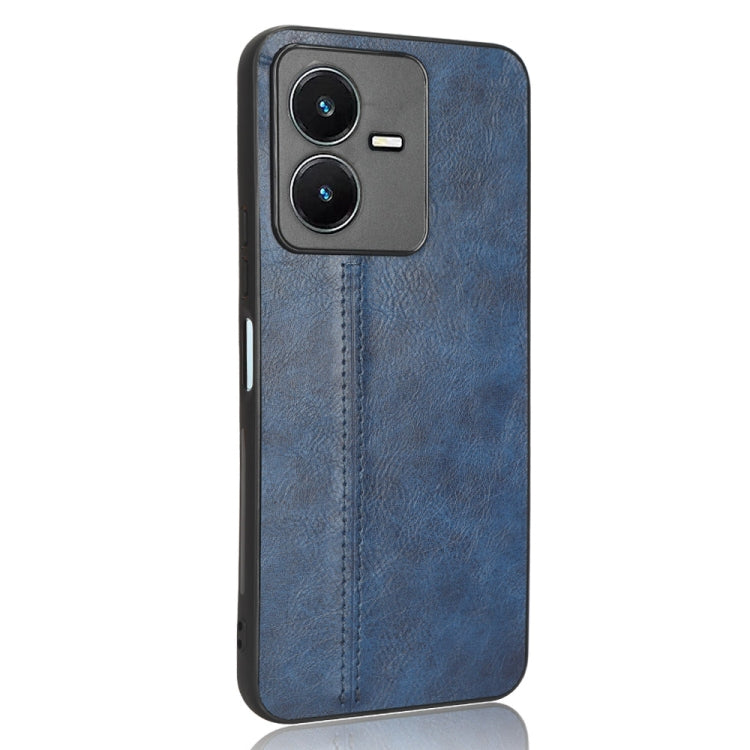 For vivo Y22 4G / Y22s 2022 Sewing Cow Pattern Skin PC + PU + TPU Case