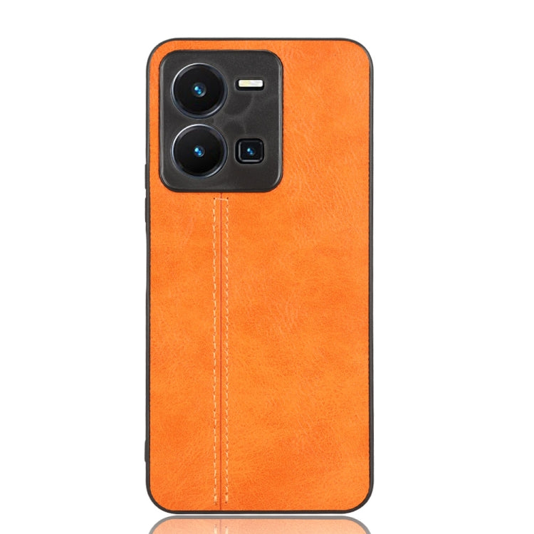 For vivo Y35 4G Sewing Cow Pattern Skin PC + PU + TPU Case