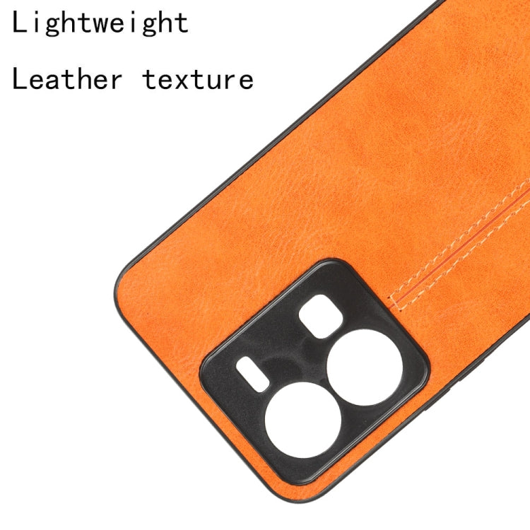 For vivo Y35 4G Sewing Cow Pattern Skin PC + PU + TPU Case