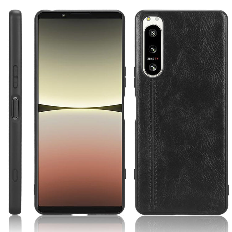 For Sony Xperia 5 IV Sewing Cow Pattern Skin PC + PU + TPU Case