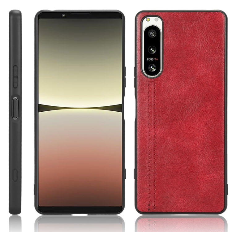For Sony Xperia 5 IV Sewing Cow Pattern Skin PC + PU + TPU Case