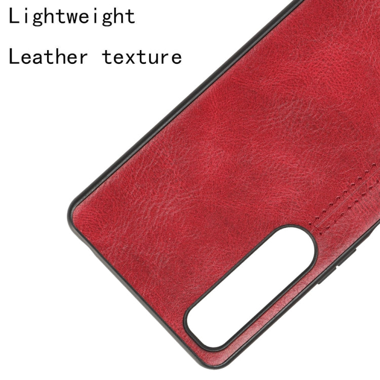 For Sony Xperia 5 IV Sewing Cow Pattern Skin PC + PU + TPU Case