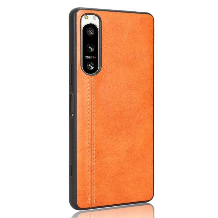 For Sony Xperia 5 IV Sewing Cow Pattern Skin PC + PU + TPU Case
