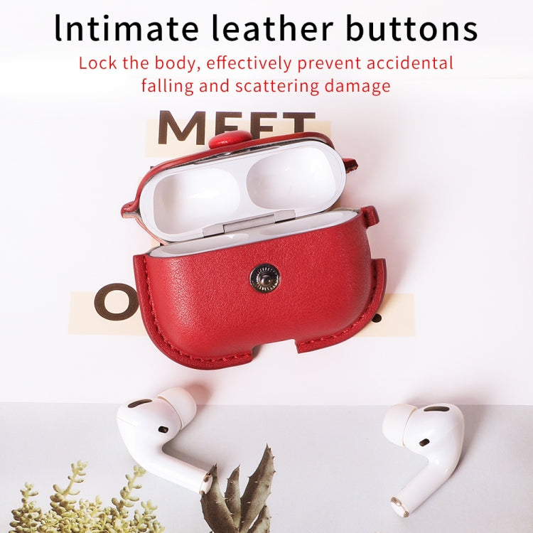 For AirPods Pro 2 Litchi Texture PU Leather Earphone Protective Case with Hook