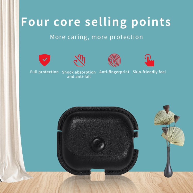 For AirPods Pro 2 Litchi Texture PU Leather Earphone Protective Case with Hook