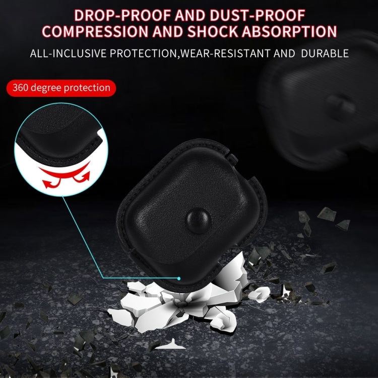 For AirPods Pro 2 Litchi Texture PU Leather Earphone Protective Case with Hook