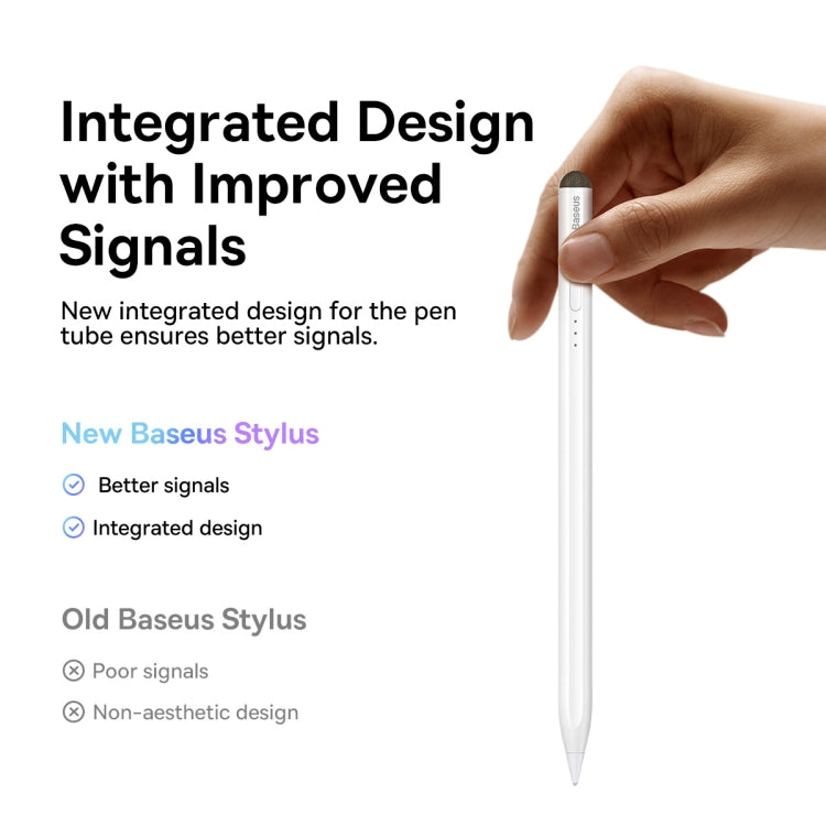 Baseus SXBC040002 LED Indicators Smooth Capacitive Writing Stylus, Active + Passive Version(White)