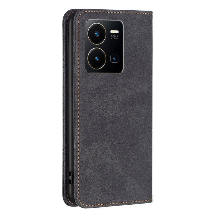 For vivo Y35/Y22 Magnetic RFID Blocking Anti-Theft Leather Phone Case
