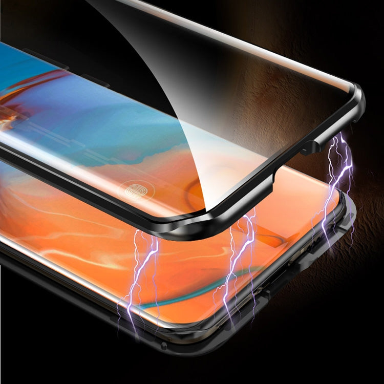 For Huawei P40 Shockproof Double-sided Tempered Glass Magnetic Attraction Case with Camera Lens Protector Cover