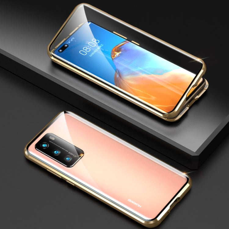 For Huawei P40 Shockproof Double-sided Tempered Glass Magnetic Attraction Case with Camera Lens Protector Cover
