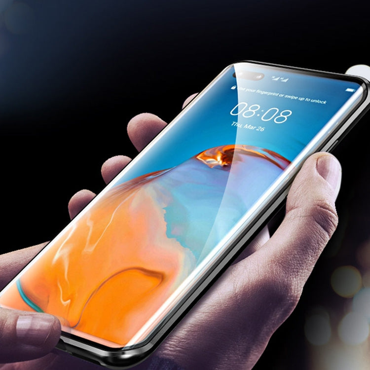 For Huawei P40 Shockproof Double-sided Tempered Glass Magnetic Attraction Case with Camera Lens Protector Cover