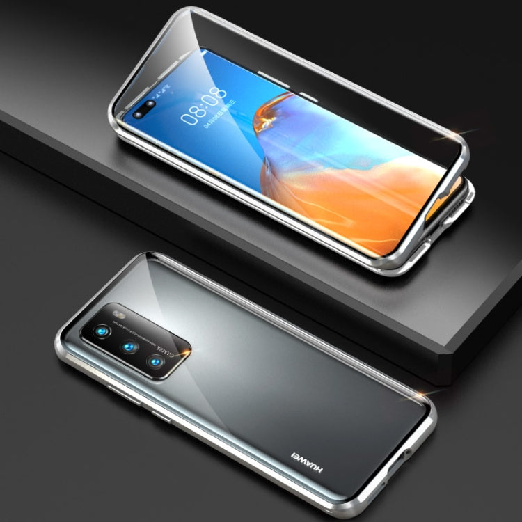 For Huawei P40 Shockproof Double-sided Tempered Glass Magnetic Attraction Case with Camera Lens Protector Cover