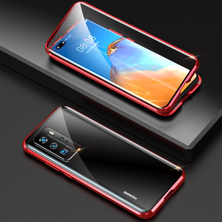 For Huawei P40 Pro Shockproof Double-sided Tempered Glass Magnetic Attraction Case with Camera Lens Protector Cover