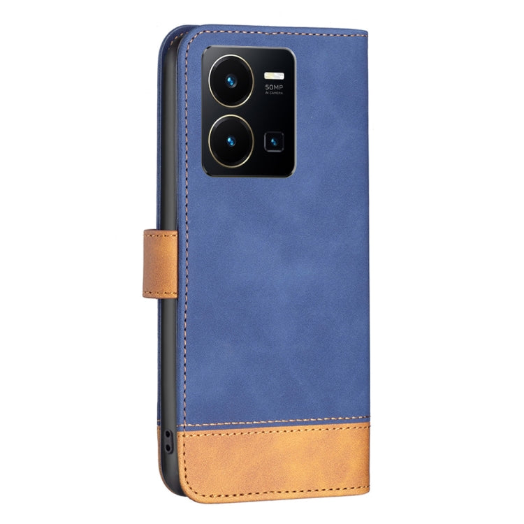 For vivo Y35/Y22 BF11 Color Matching Skin Feel Leather Phone Case