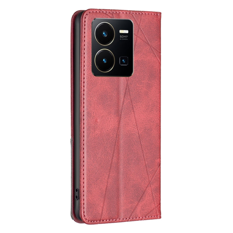 For vivo Y35/Y22 Prismatic Invisible Magnetic Leather Phone Case