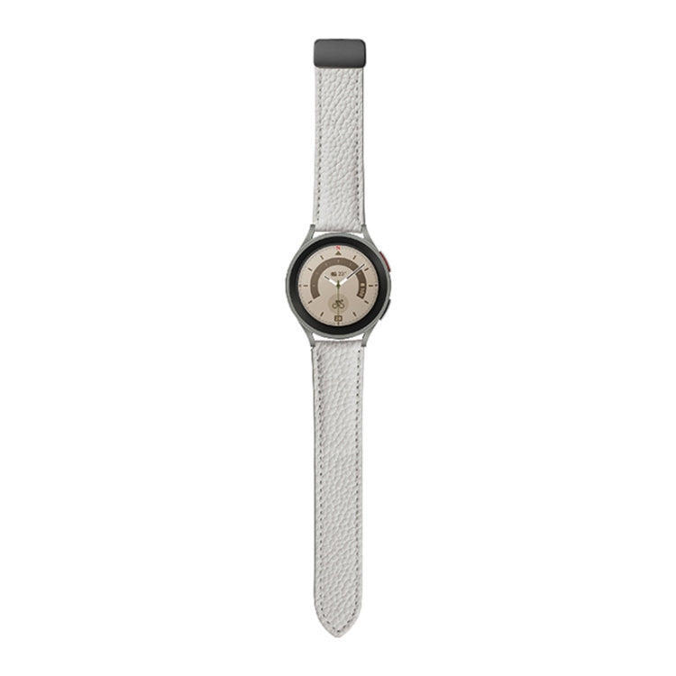 For Samsung Galaxy Watch5 40mm / 44mm Litchi Genuine Leather Watch Band Black Buckle