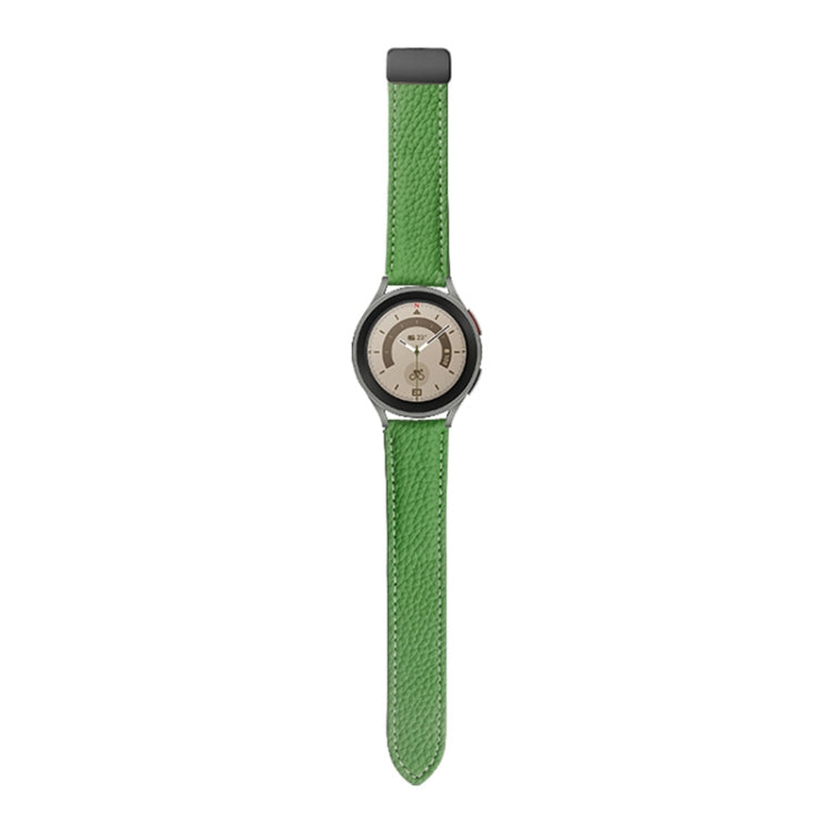 For Samsung Galaxy Watch5 40mm / 44mm Litchi Genuine Leather Watch Band Black Buckle