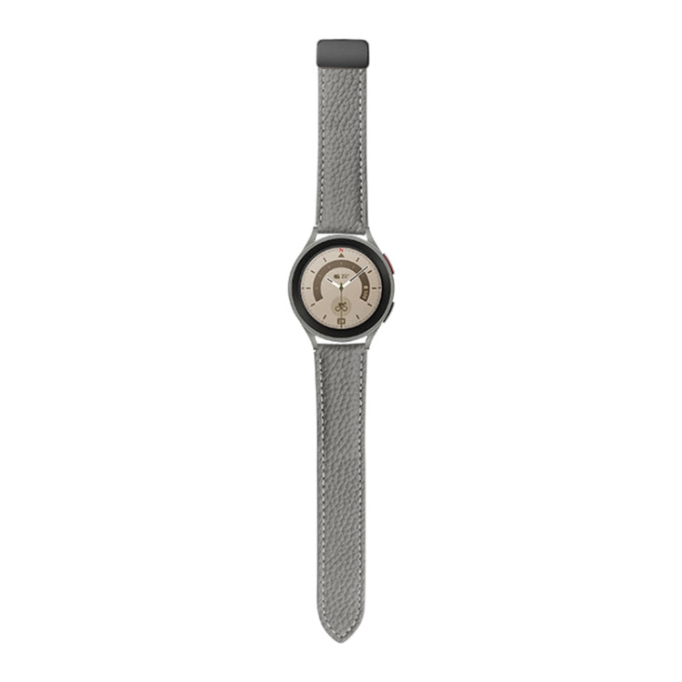 For Samsung Galaxy Watch5 40mm / 44mm Litchi Genuine Leather Watch Band Black Buckle