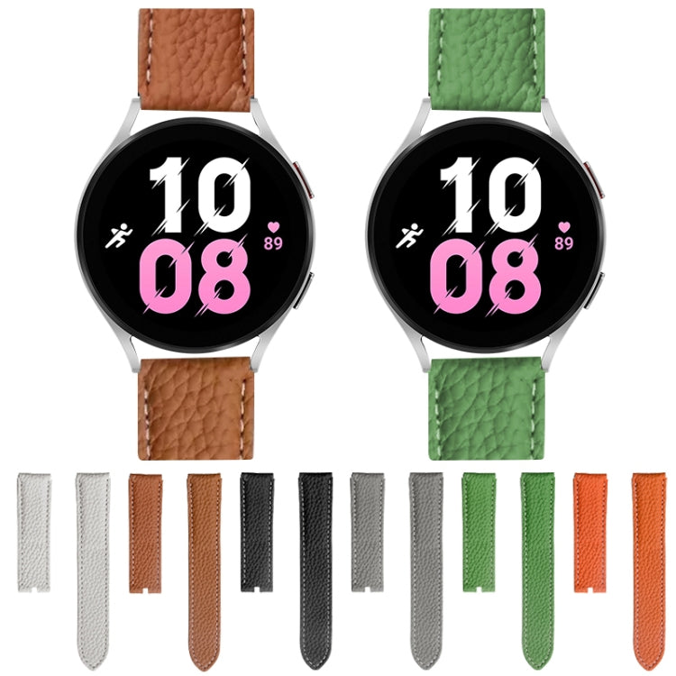For Samsung Galaxy Watch5 40mm / 44mm Litchi Genuine Leather Watch Band Black Buckle