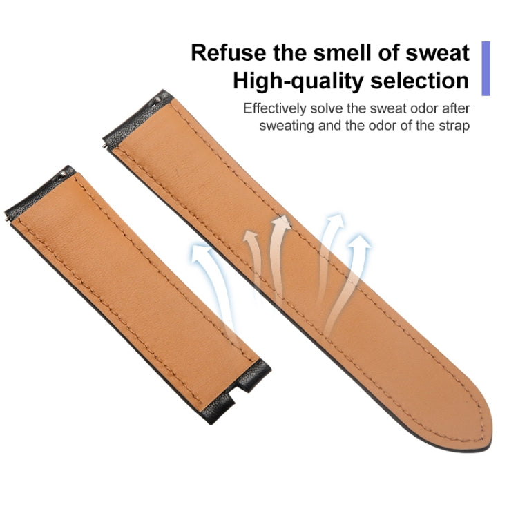 For Samsung Galaxy Watch5 40mm / 44mm Plain Weave Genuine Leather Watch Band Black Buckle