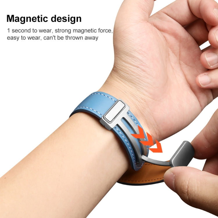 For Samsung Galaxy Watch5 40mm / 44mm Plain Weave Genuine Leather Watch Band Silver Buckle