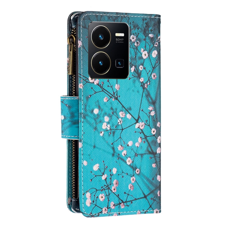 For vivo Y35/Y22 Colored Drawing Pattern Zipper Phone Leather Case