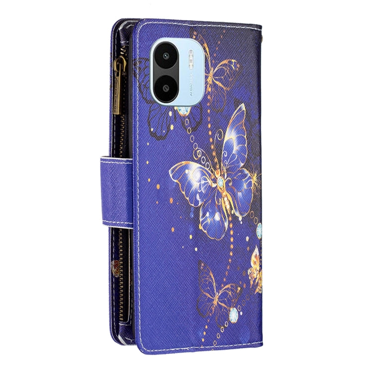 For Xiaomi Redmi A1/Redmi A1+ Colored Drawing Pattern Zipper Phone Leather Case