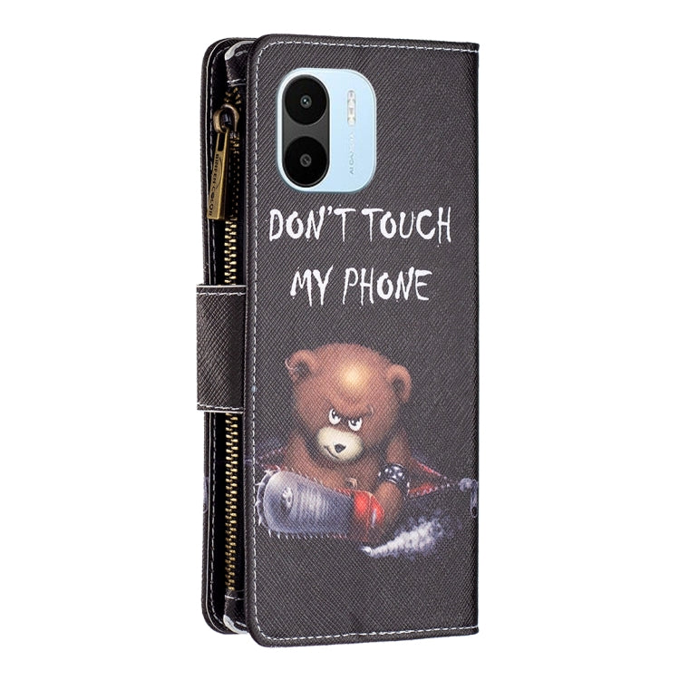 For Xiaomi Redmi A1/Redmi A1+ Colored Drawing Pattern Zipper Phone Leather Case