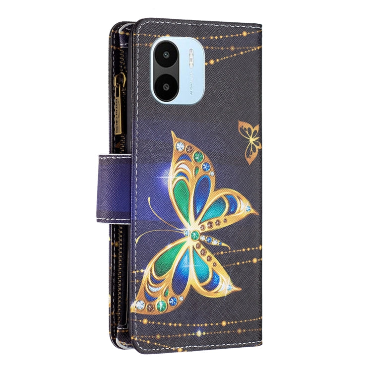 For Xiaomi Redmi A1/Redmi A1+ Colored Drawing Pattern Zipper Phone Leather Case