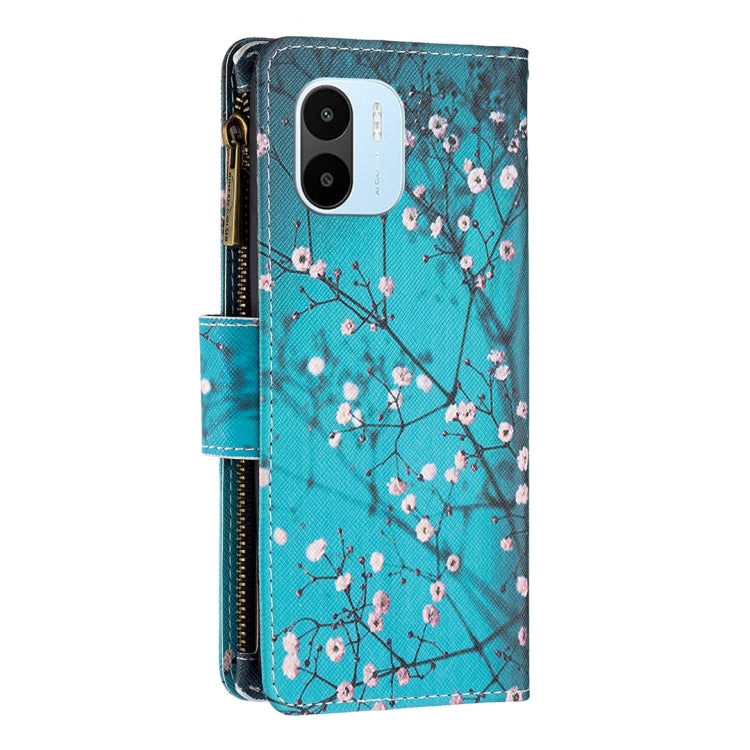 For Xiaomi Redmi A1/Redmi A1+ Colored Drawing Pattern Zipper Phone Leather Case